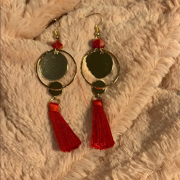 Dangle Earrings Turquoise & Tassels - Picture 2 of 6